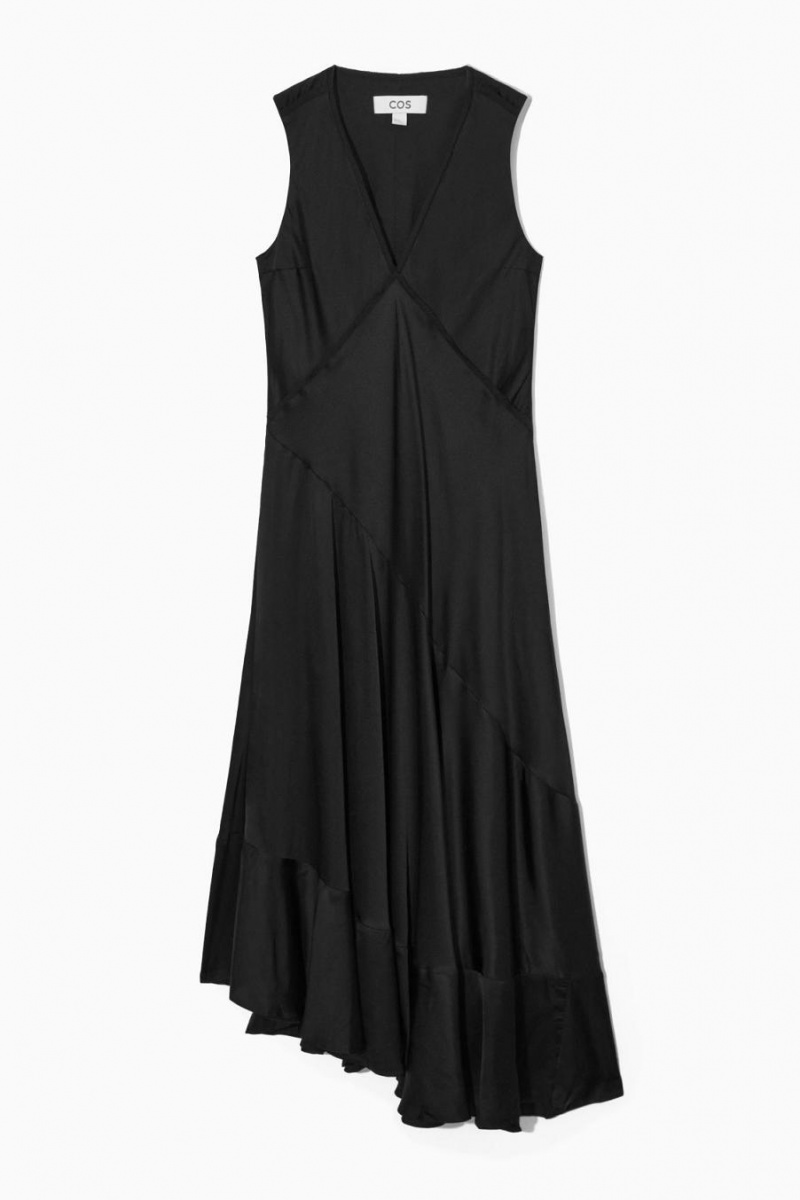 Vestido COS Asymmetric Satin Midi Mujer Negros | 31602YKOG