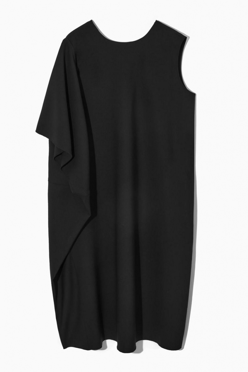 Vestido COS Asymmetric-sleeve Midi Mujer Negros | 65129QGFI