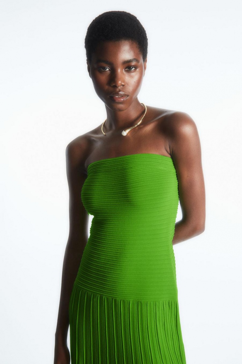 Vestido COS De Punto Bandeau Maxi Mujer Verdes | 53087FOCQ