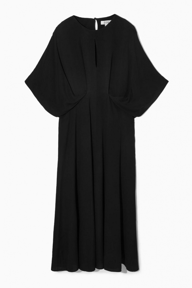 Vestido COS Draped Plisado Maxi Mujer Negros | 63278YLKZ