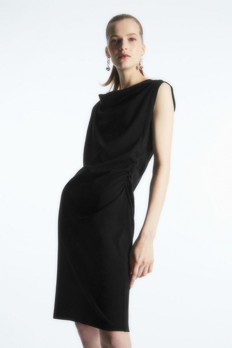 Vestido COS Draped Sin Manga Mujer Negros | 59217PVDZ