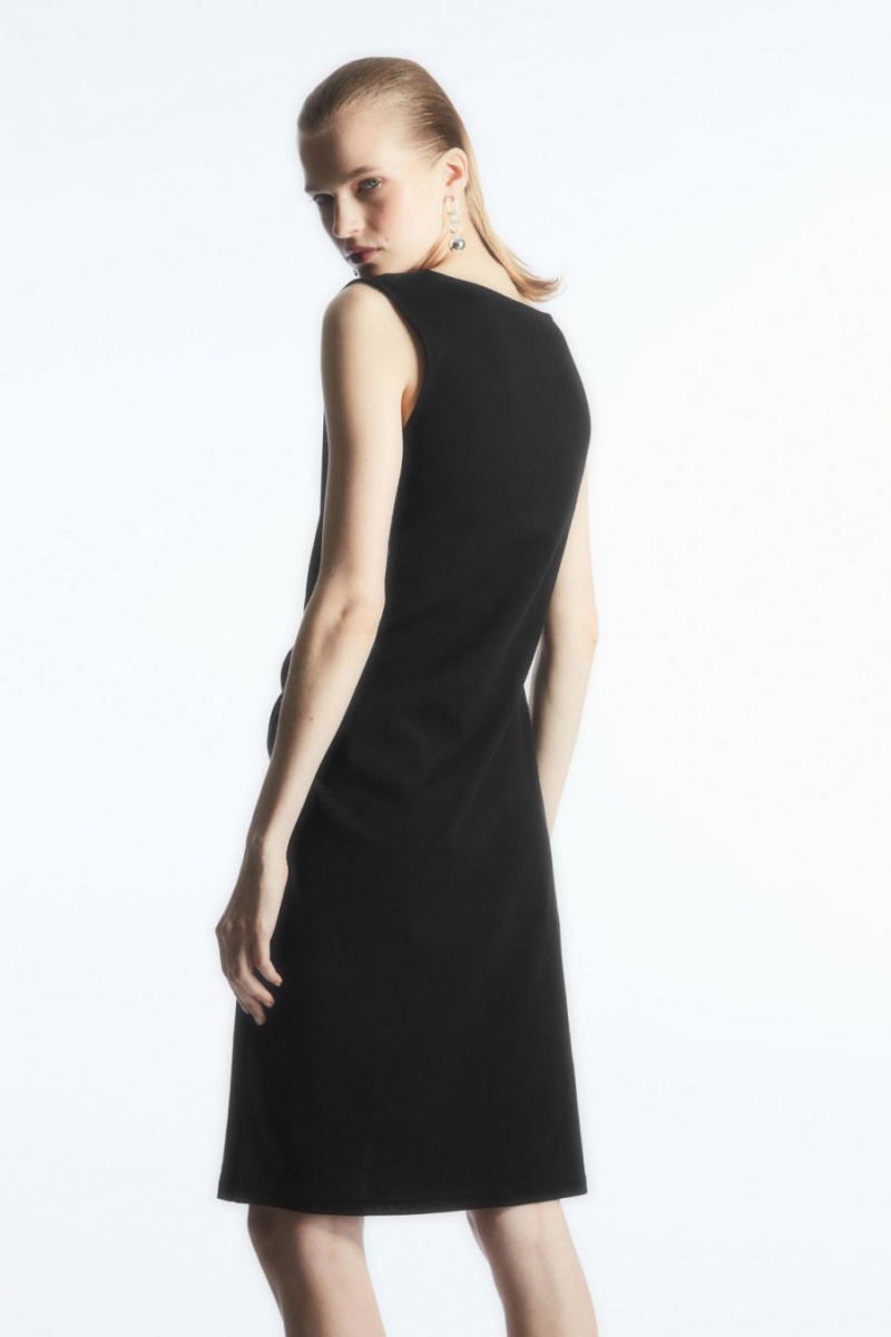 Vestido COS Draped Sin Manga Mujer Negros | 59217PVDZ