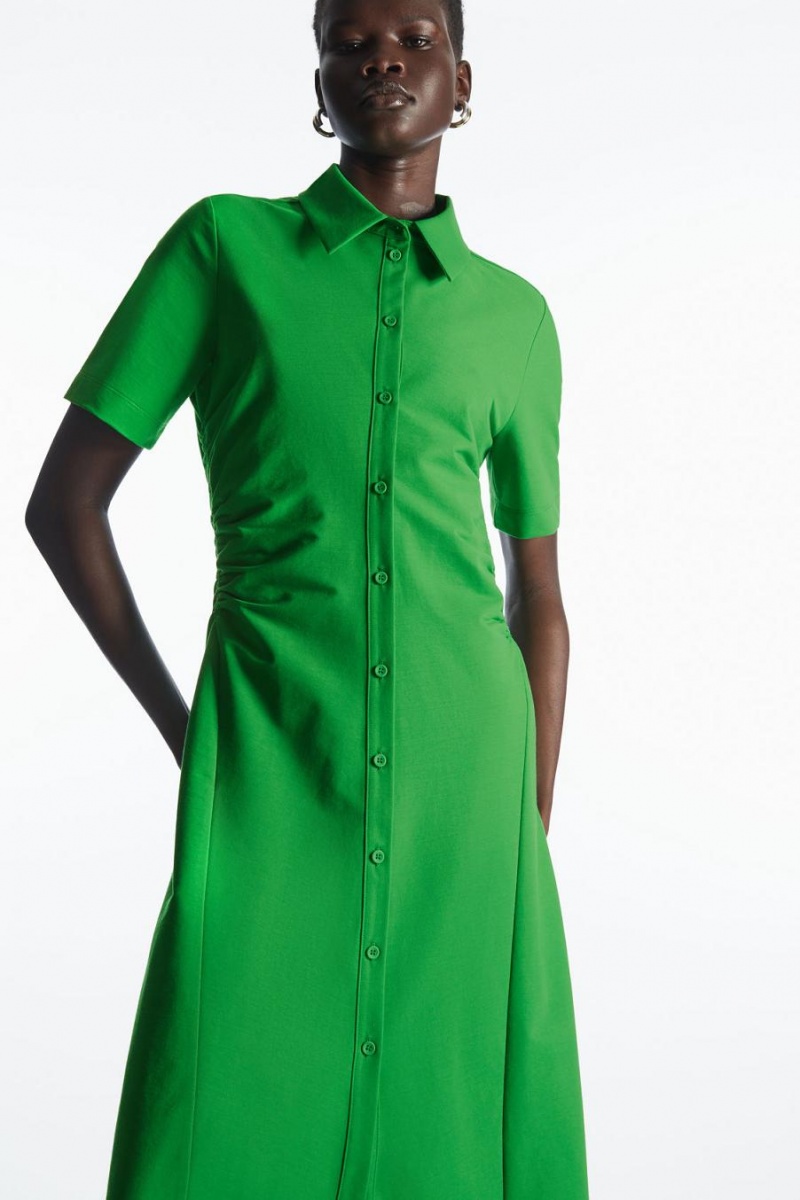 Vestido COS Gathered Midi Shirt Mujer Verdes Claro | 39268NRFH