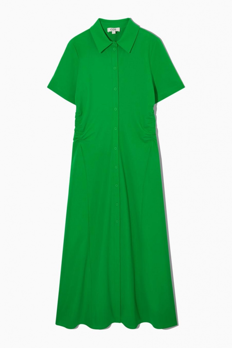 Vestido COS Gathered Midi Shirt Mujer Verdes Claro | 39268NRFH