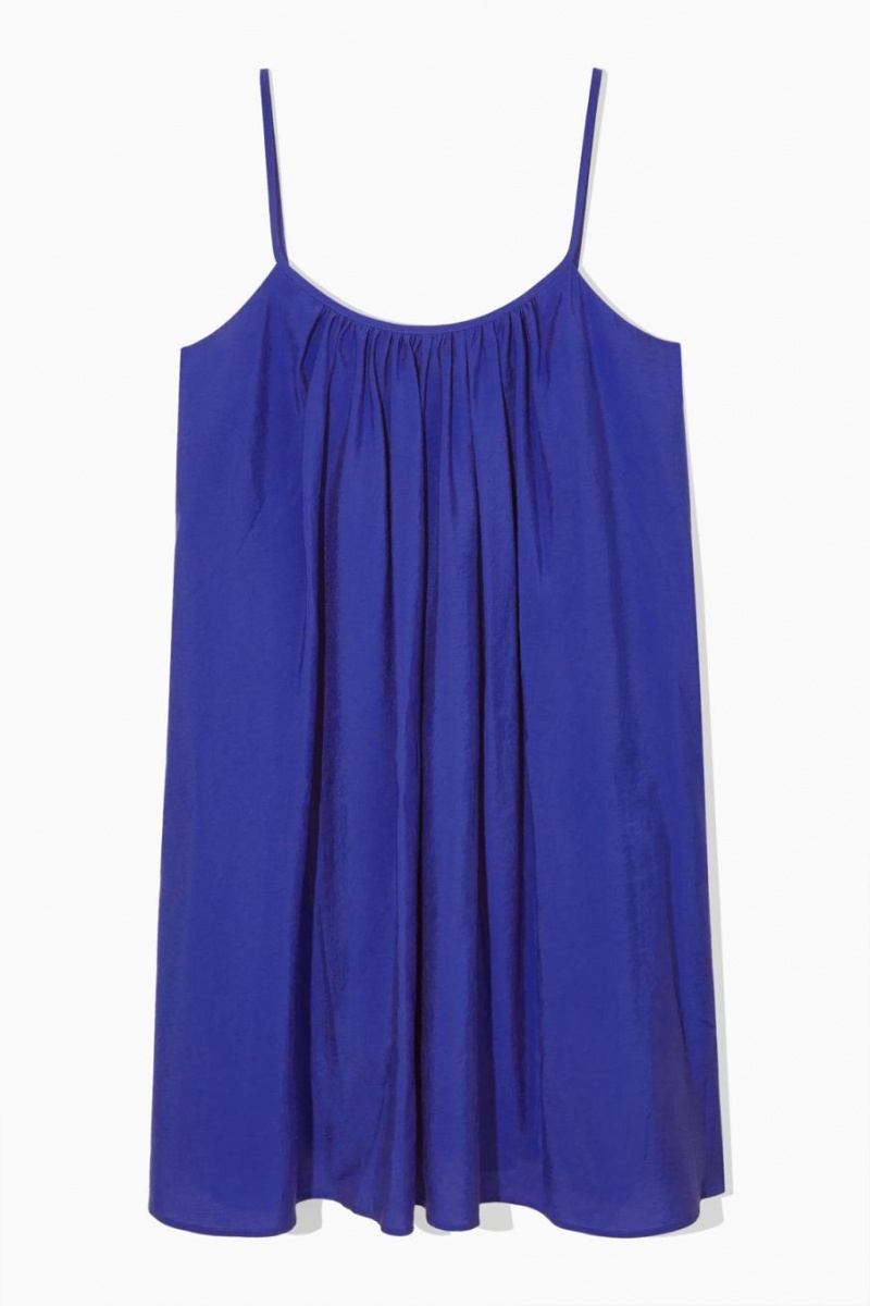 Vestido COS Gathered Tiras Mini Mujer Azules Claro | 71548DEML