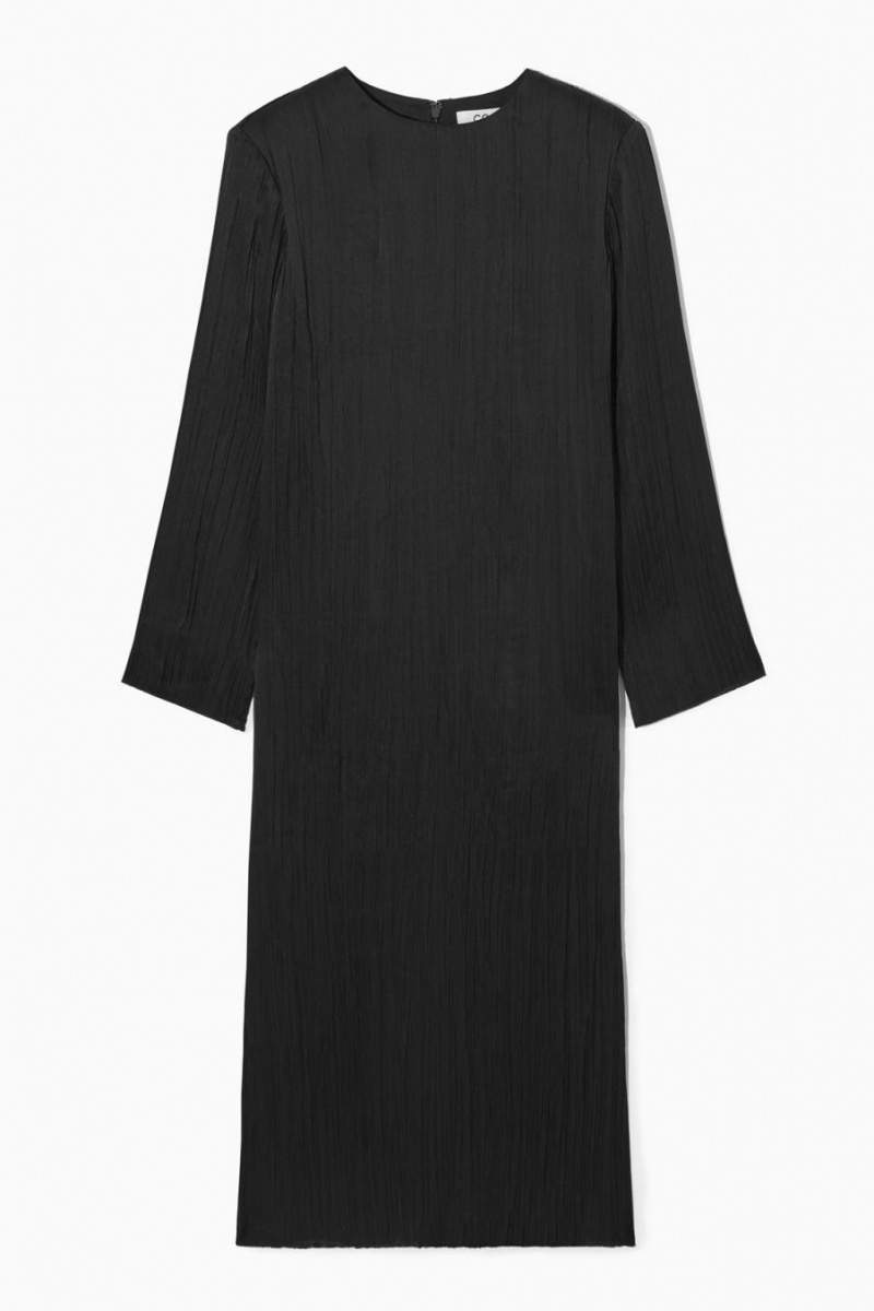 Vestido COS Long-sleeved Plissé Midi Mujer Negros | 42873DQTF