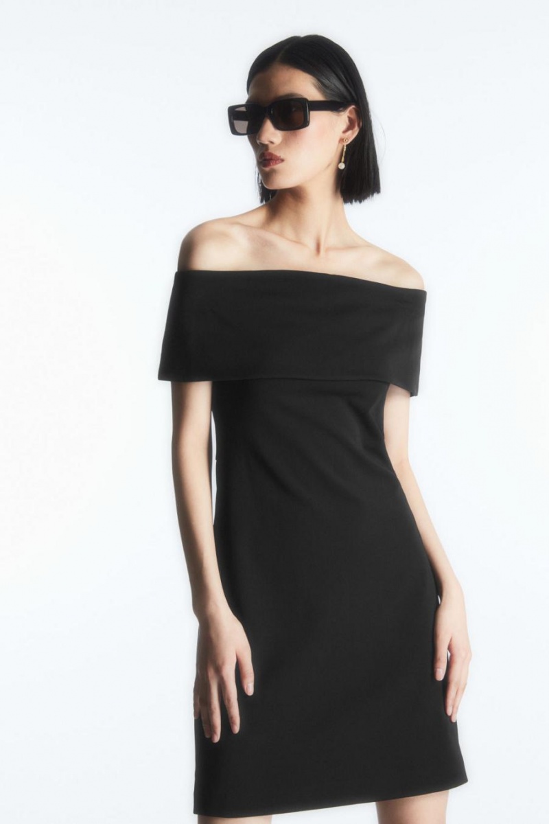 Vestido COS Off-the-shoulder Mujer Negros | 53740UHXQ