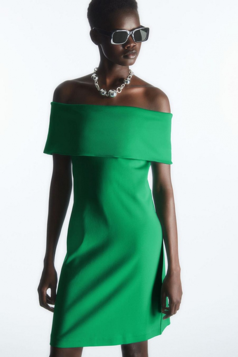 Vestido COS Off-the-shoulder Mujer Verdes | 91546YTFP