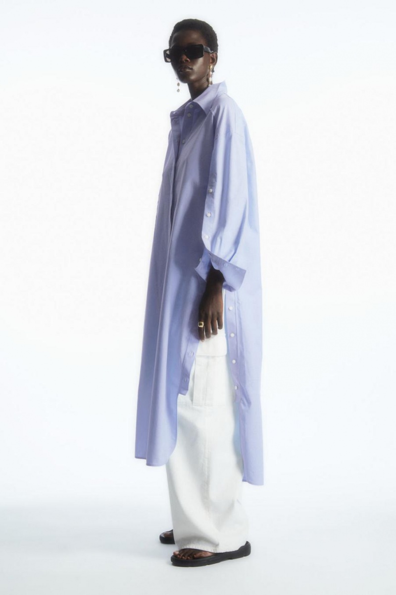 Vestido COS Oversized Deconstructed Shirt Mujer Azules Claro | 20718TJGF