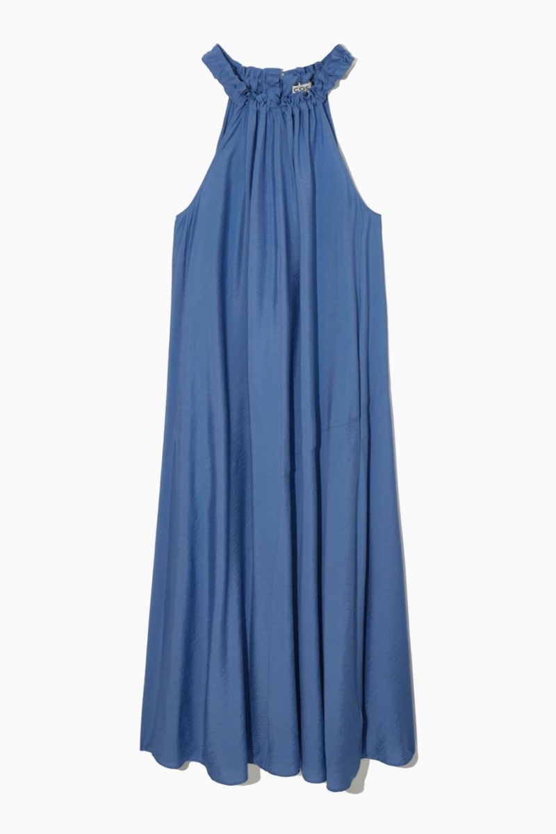 Vestido COS Oversized Gathered Maxi Mujer Azules | 07289NZXI