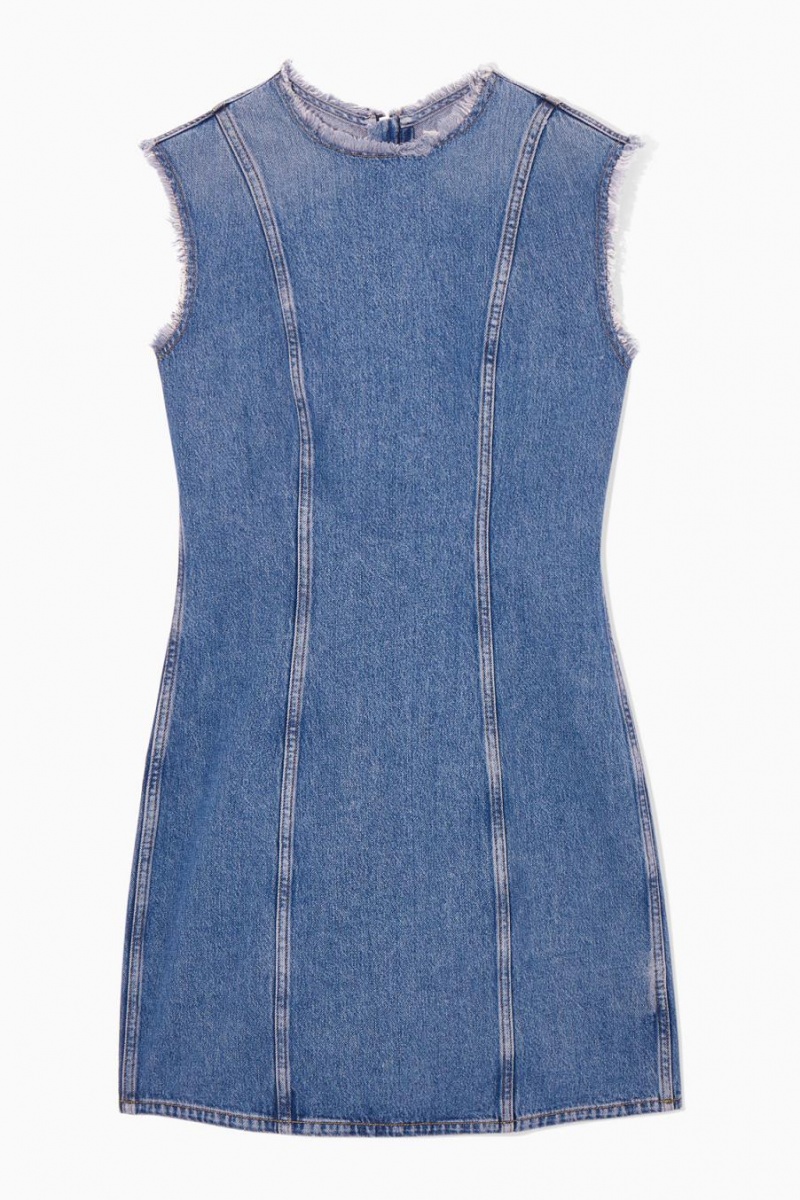 Vestido COS Panelled Denim Mini Mujer Azules | 70123ORMK