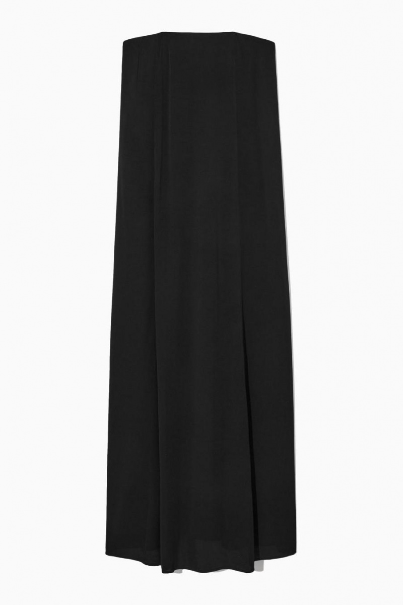 Vestido COS Plisado Bandeau Maxi Mujer Negros | 58736BJFZ