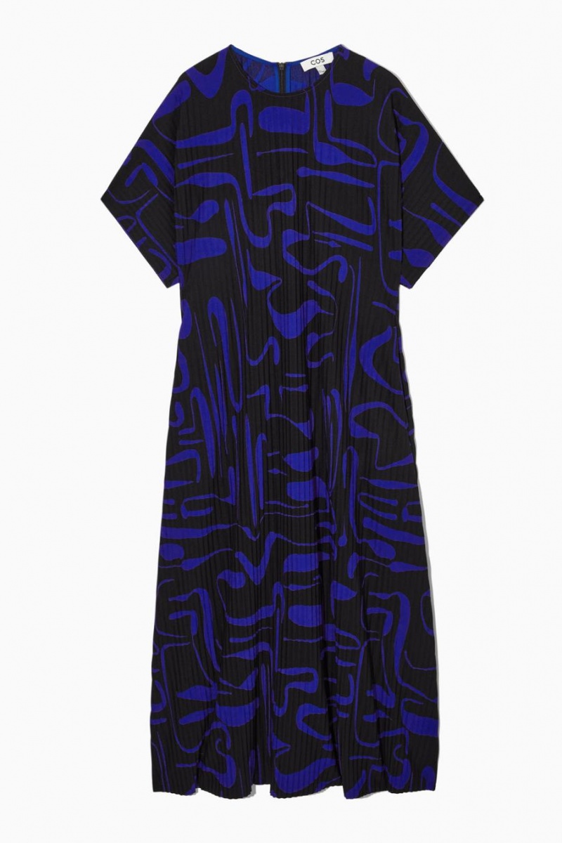 Vestido COS Plisado Midi T-shirt Mujer Azules Claro Azul Marino | 38570GZDE