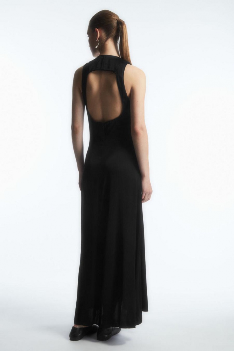 Vestido COS Plunge Open-back Maxi Mujer Negros | 63149RGYJ