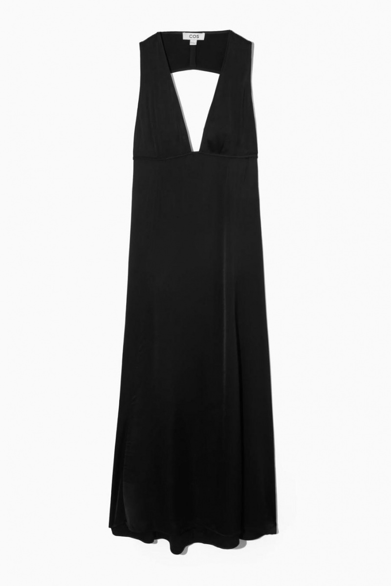 Vestido COS Plunge Open-back Maxi Mujer Negros | 63149RGYJ