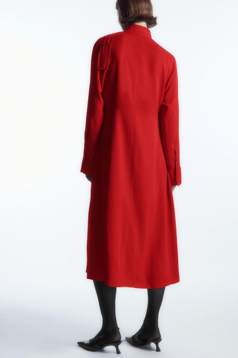 Vestido COS Scarf-detail Draped Midi Mujer Rojos | 61290TKEZ