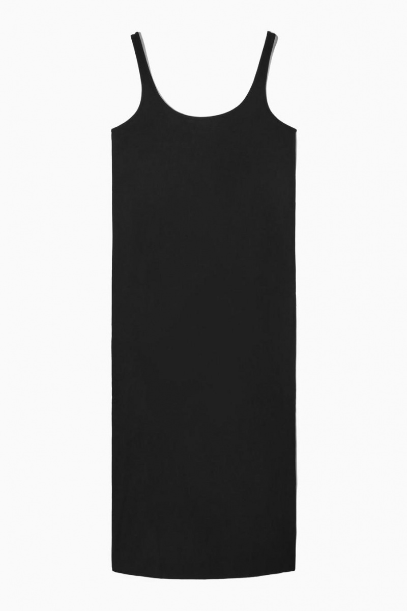 Vestido COS Scoop-neck Jersey Midi Mujer Negros | 08724AHGV