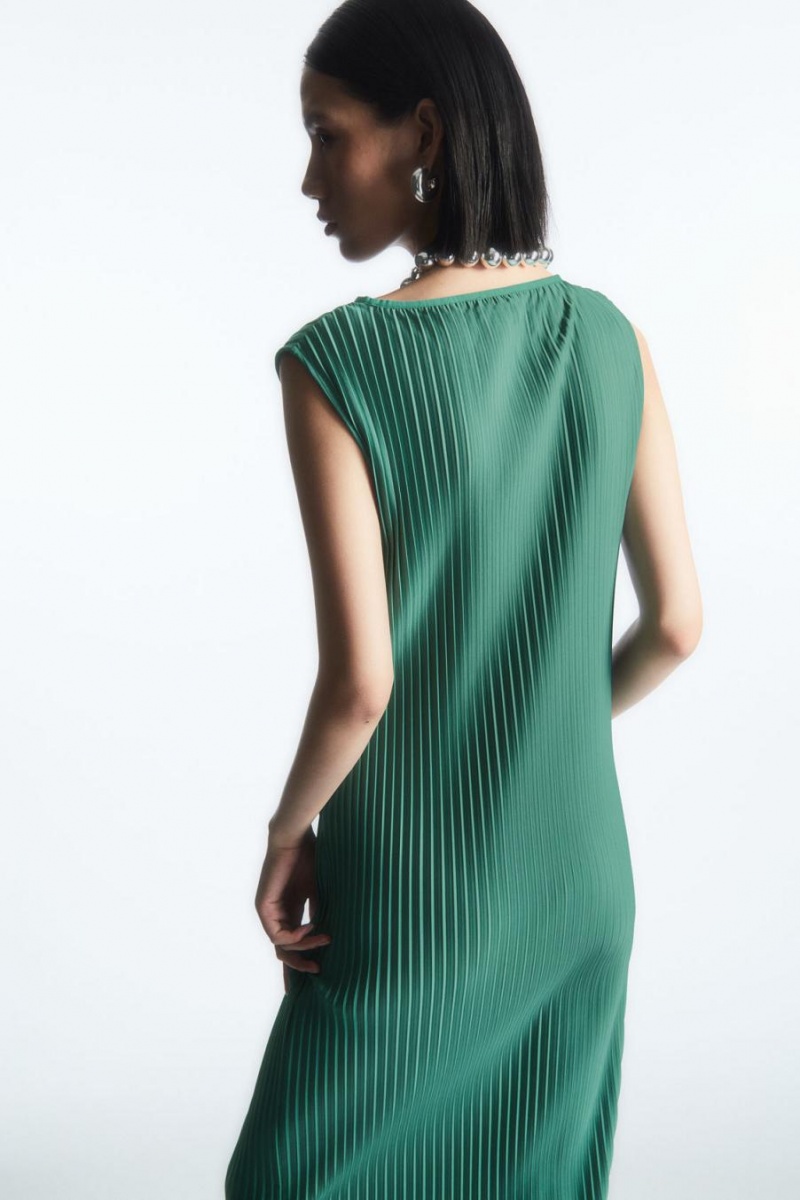 Vestido COS Sin Manga Plisado Maxi Mujer Verdes | 06973SEGF