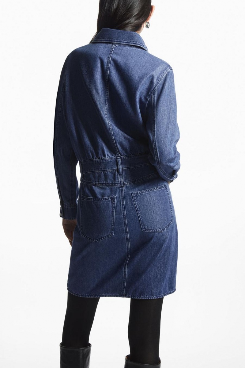 Vestido COS Structured Denim Shirt Mujer Azules | 63804OFMD