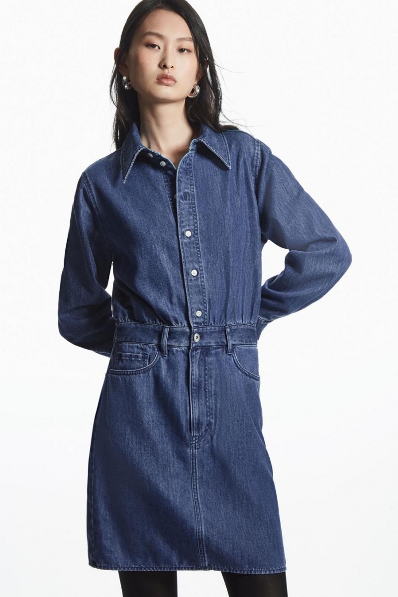 Vestido COS Structured Denim Shirt Mujer Azules | 63804OFMD