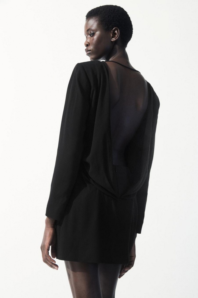 Vestido COS The Draped Open-back Mini Mujer Negros | 07286ZDOT