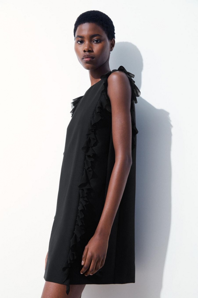 Vestido COS The Ruffled Shift Mujer Negros | 70945FUWO