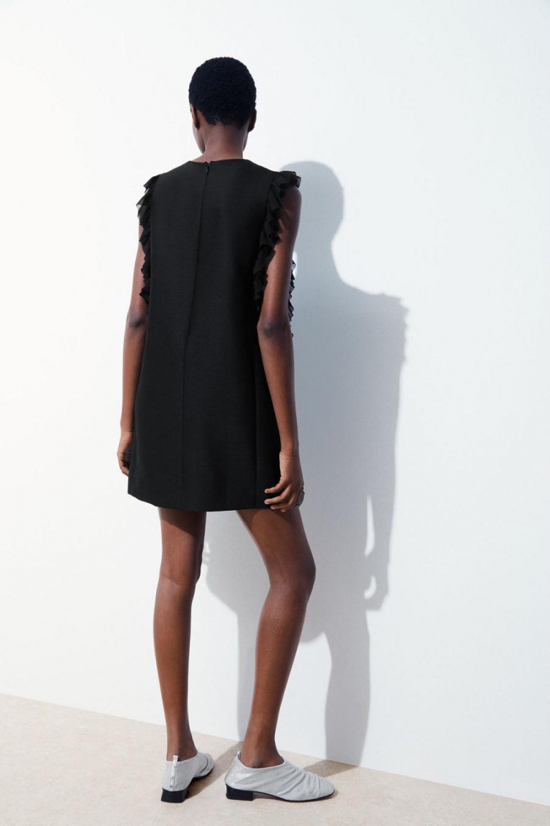 Vestido COS The Ruffled Shift Mujer Negros | 70945FUWO