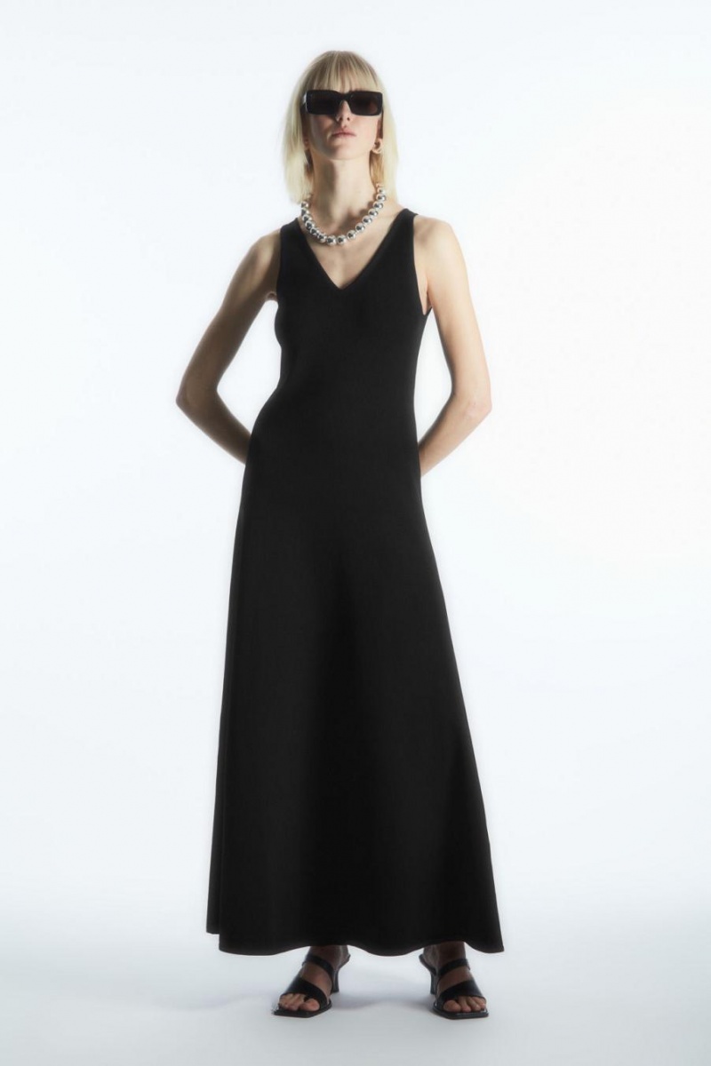 Vestido COS V-neck De Punto Maxi Mujer Negros | 47685QBGP