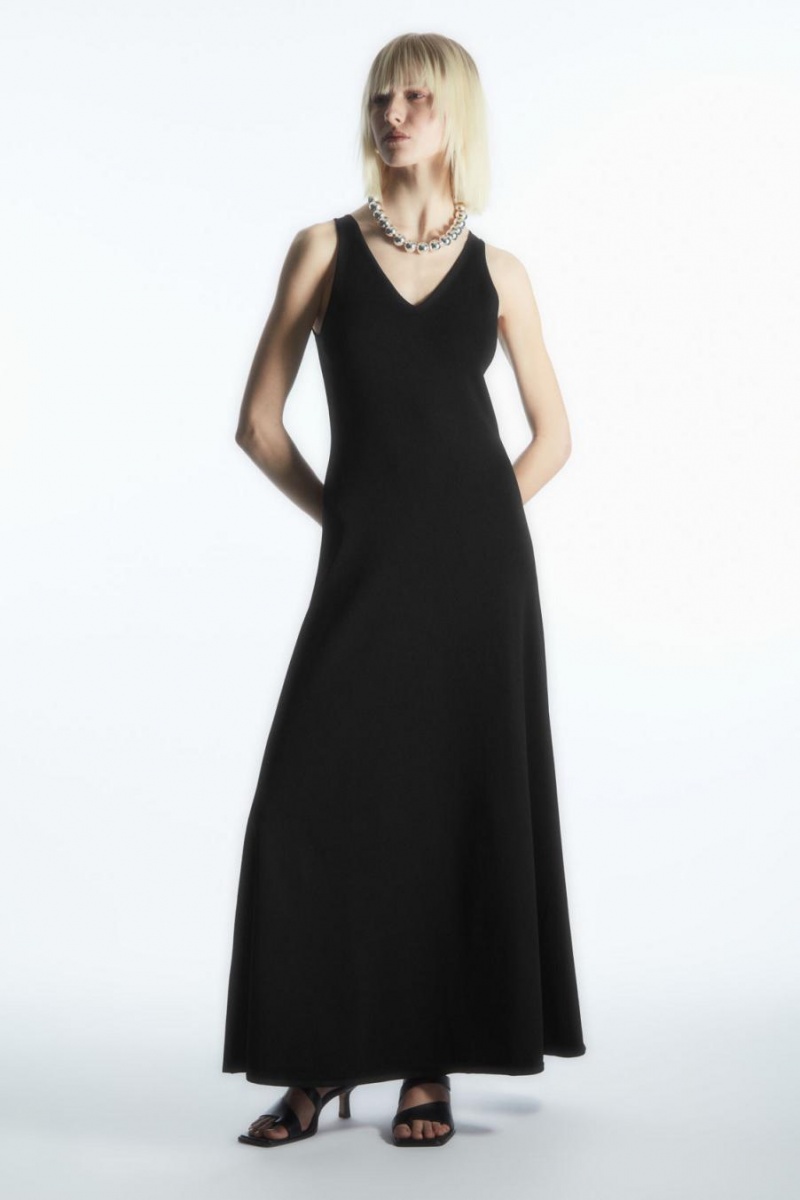 Vestido COS V-neck De Punto Maxi Mujer Negros | 47685QBGP