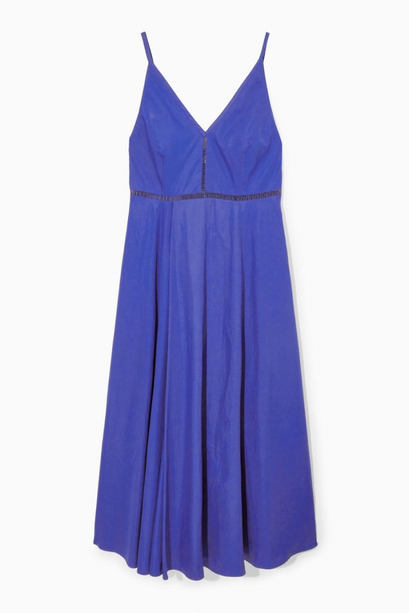 Vestido COS V-neck Midi Slip Mujer Azules | 01437VEAY