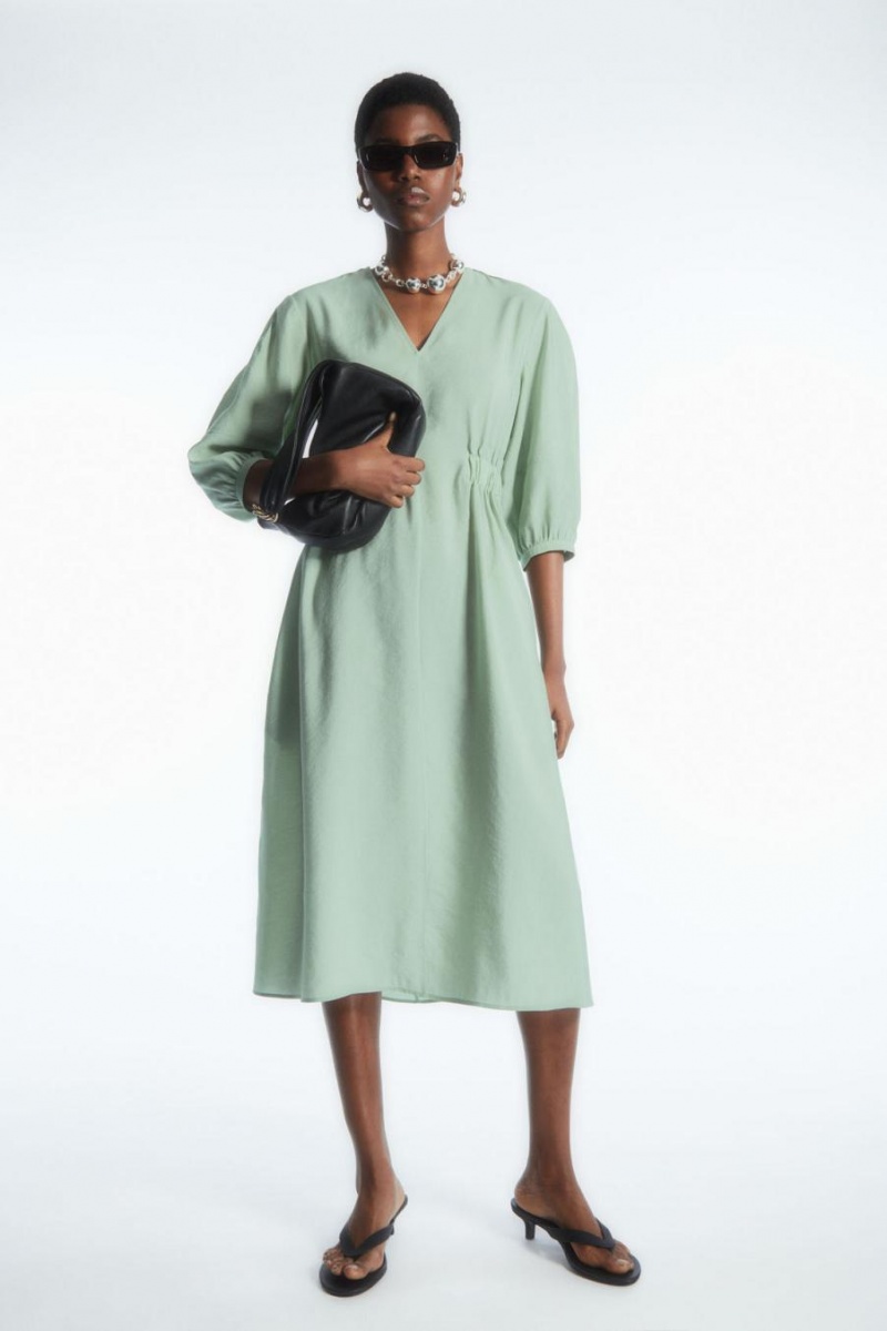 Vestido COS Voluminous V-neck Mujer Verdes Claro | 05284VJXN